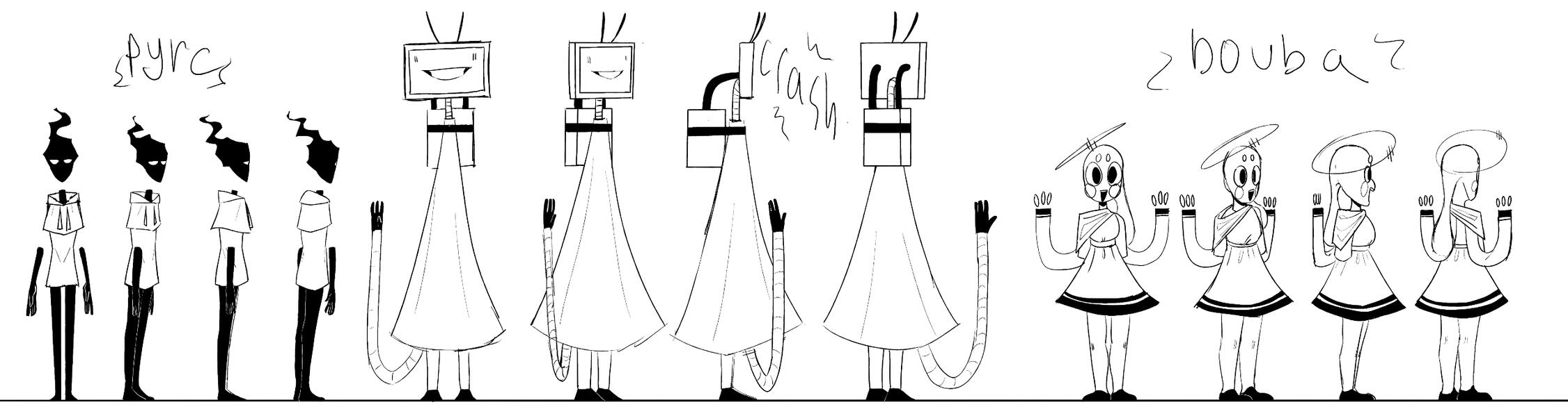 Turnarounds for the three girls. They're a bit off center.