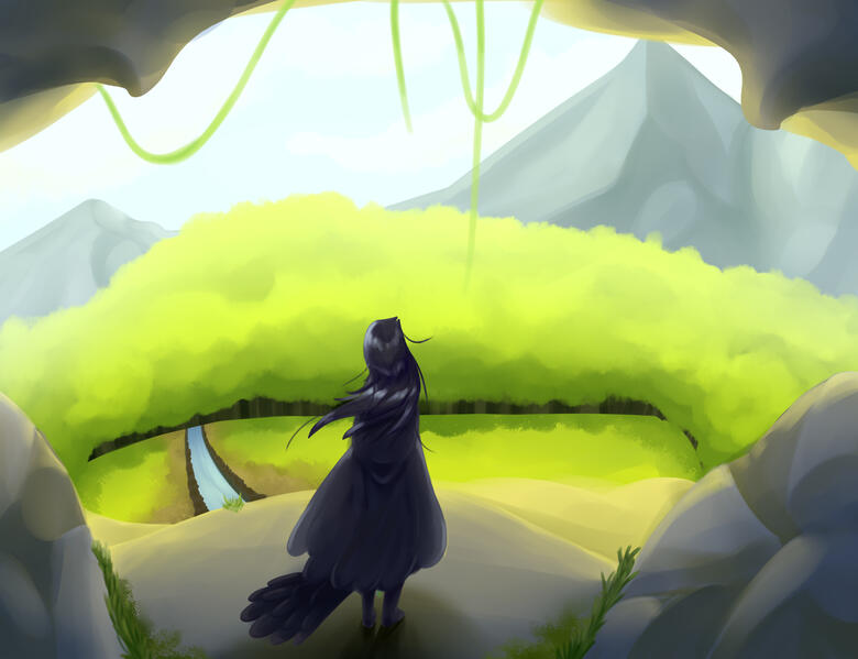 Landscape, and a Scylla looking over it.